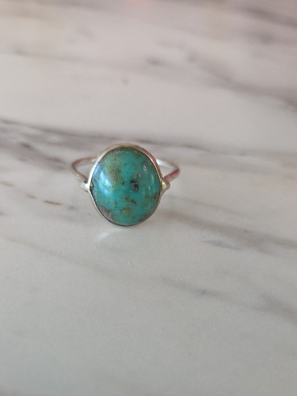 Turquoise Oval Silver Ring - Women's Turquoise Statement Ring